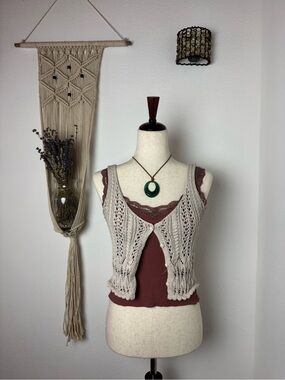 Vintage Beige Crochet Vest